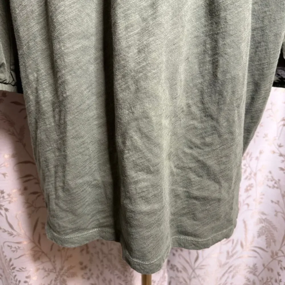 Old Navy Olive Green Puff Sleeve Keyhole Top Womens XL Boho Cottagecore Peasant
